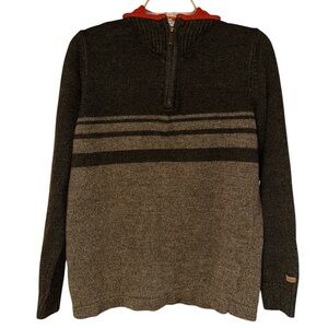 Columbia Men's Wool Blend Quarter Zip Sweater Brown Striped Size Medium‎